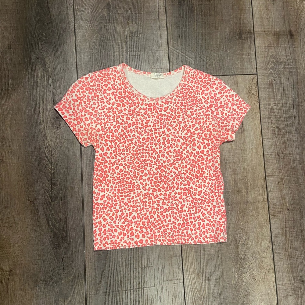 Pink leopard print girls crop top